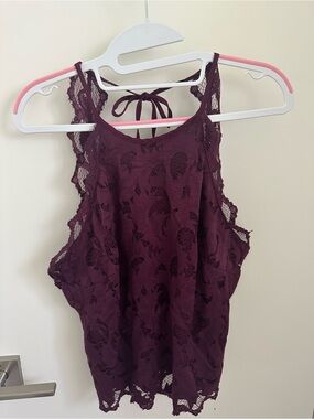 H&M Lace Halter Tank Top - Plum